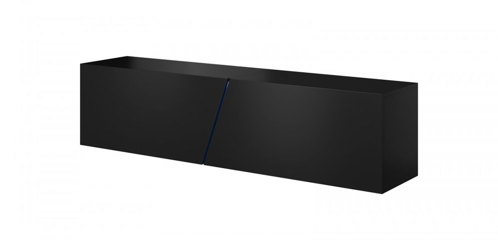 VIVALDI TV stolík Slant s LED osvetlením 160 cm čierny mat/čierny lesk