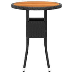 Vidaxl Záhradný stôl Ø60x75 cm akáciové drevo a polyratan čierny