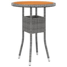 Vidaxl Záhradný stôl Ø60x75 cm akáciové drevo a polyratan sivý