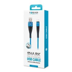 Forever GSM045627 micro-USB kábel Shark blue 1m 2A, modrá