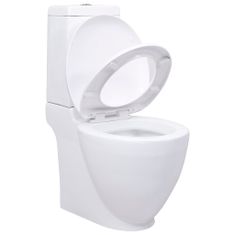Vidaxl Keramická toaleta/WC do kúpeľne, okrúhla, spodný odtok, biela