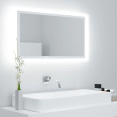 Vidaxl Kúpeľňové zrkadlo s LED biele 80x8,5x37 cm spracované drevo