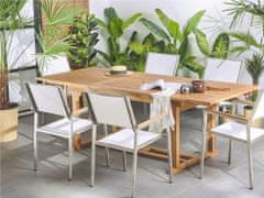 Beliani Záhradný rozkladací stôl z akáciového dreva 160/220 x 90 cm svetlé drevo JAVA
