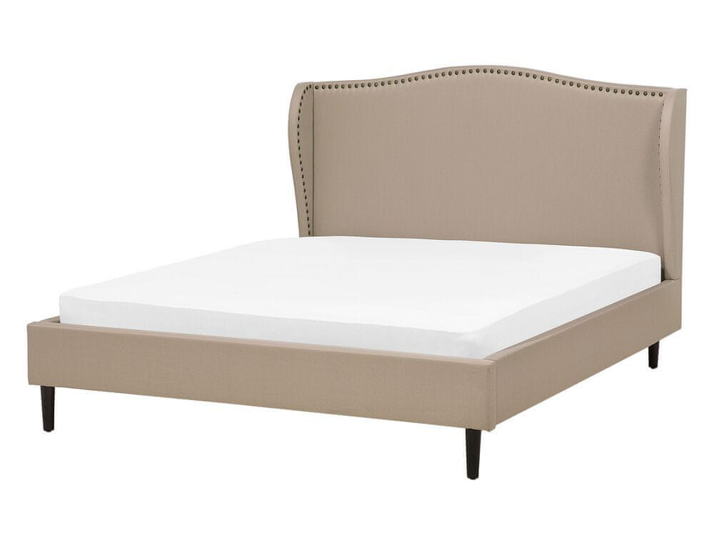 Beliani Čalúnená posteľ 140 x 200 cm béžová COLMAR