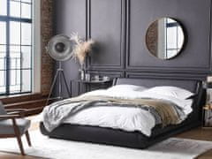 Beliani Čierna kožená posteľ 180 x 200 cm AVIGNON