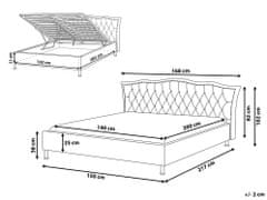 Beliani Zamatová posteľ 140 x 200 cm s úložným priestorom tmavosivá METZ