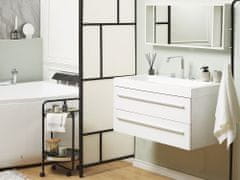 Beliani Biely nástenný nábytok do kúpeľne so zásuvkou a zrkadlom ALMERIA