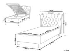 Beliani Čalúnená posteľ s úložným priestorom 90 x 200 cm sivá METZ
