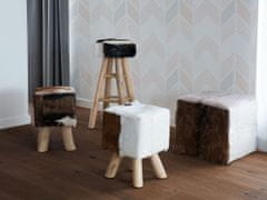 Beliani Štýlová stolička z tíkového dreva v jahňacej koži DALTON