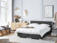 Beliani Čierna kožená kontinentálna posteľ 160 x 200 PRESIDENT
