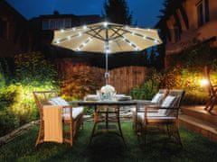 Beliani Záhradný slnečník s LED osvetlením 266 cm sivobéžový RAPALLO