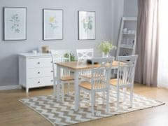 Beliani Drevený jedálenský stôl 120 x 75 cm svetlé drevo/biela HOUSTON