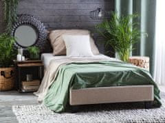 Beliani Béžová čalúnená posteľ 90 x 200 cm ROANNE
