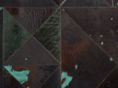 Beliani Koberec z hovädzej kože 140 x 200 cm čierny/tyrkysový ATALAN