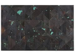 Beliani Koberec z hovädzej kože 140 x 200 cm čierny/tyrkysový ATALAN