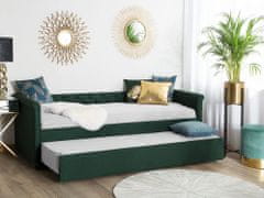 Beliani Rozkladacia čalúnená posteľ 80 x 200 cm zelená LIBOURNE