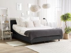 Beliani Čalúnená nastaviteľná posteľ 160 x 200 cm sivá DUKE
