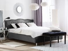 Beliani Zamatová posteľ 140 x 200 cm s úložným priestorom tmavosivá METZ
