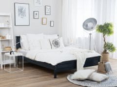 Beliani Drevená posteľ 180 x 200 cm tmavomodrá OLIVET