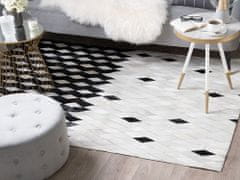Beliani Kožený koberec 160 x 230 cm čiernobiely MALDAN
