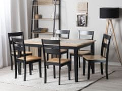 Beliani Jedálenská sada drevená čierna / svetlohnedá stôl 150 x 90 cm 6 x stoličky GEORGIA