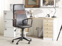 Beliani Kancelárska stolička čierna a hnedá výškovo nastaviteľná DELUXE