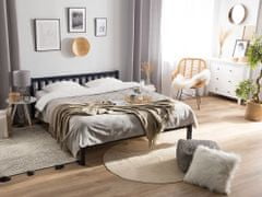 Beliani Drevená posteľ 180 x 200 cm tmavomodrá FLORAC