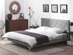Beliani Zamatová posteľ 140 x 200 cm sivá LIMOUX
