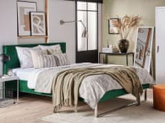 Beliani Zamatová zelená posteľ 140 x 200 cm BELLOU