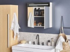 Beliani Kúpeľňová zrkadlová skrinka na stenu s LED osvetlením 60 x 60 cm biela JARAMILLO