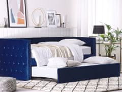 Beliani Výsuvná posteľ v modrom zamate 90 x 200 cm GASSIN