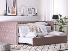 Beliani Výsuvná posteľ v ružovom zamate 90 x 200 cm GASSIN