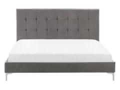 Beliani Zamatová posteľ 140 x 200 cm sivá AMBERT