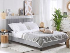 Beliani Čalúnená posteľ 140 x 200 cm svetlo sivá POITIERS