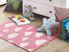 Beliani Detský koberec s potlačou mrakov 60 x 90 cm ružový GWALIJAR