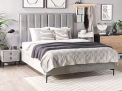 Beliani Zamatová posteľ s úložným priestorom 180 x 200 cm sivá SEZANNE
