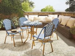 Beliani Okrúhly záhradný stôl 70 cm s modro-bielym vzorom RIFREDDO