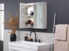 Beliani Kúpelňová zrkadlová skrinka biela / strieborná s LED osvetlením 60 x 60 cm CHABUNCO