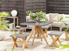 Beliani Záhradný betónový stôl 90 x 90 cm sivá/svetlé drevo OLBIA