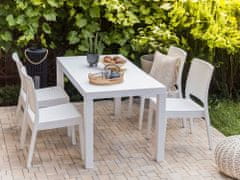 Beliani Záhradný stôl v ratanovom vzhľade 140 x 80 cm biely FOSSANO