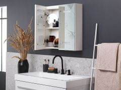 Beliani Kúpelňová zrkadlová skrinka biela / strieborná s LED osvetlením 60 x 60 cm TALAGAPA