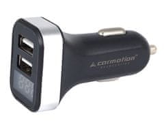 Carmotion Zástrčka do zapaľovača s voltmetrom, výstup 2 x USB 2.1 A, Carmotion