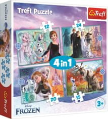 Trefl Puzzle Ľadové kráľovstvo: Úžasný svet 4v1 (12,15,20,24 dielikov)