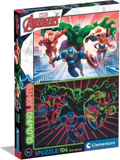 Clementoni Svietiace puzzle Marvel: Avengers 104 dielikov