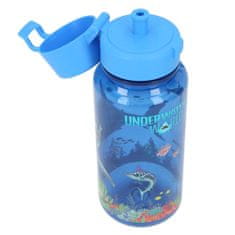 Plastová fľaša Underwater World, Modrá, s morskými živočíchmi, 400 ml