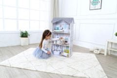 Derrson XL drevený domček pre bábiky Emmy s nábytkom sivý