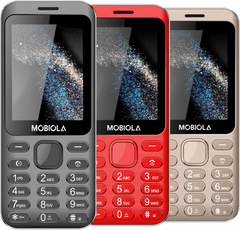 Mobiola MB3200i, kovový tlačidlový mobilný telefón, 2 SIM, MMS, 2,8" displej, zlatý