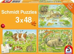 Schmidt Puzzle Zvieracie rodinky 3x48 dielikov