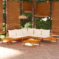 Petromila vidaXL 4-dielny záhradný sedací set krémovo-biele sedáky akáciové drevo
