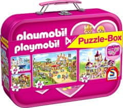 Schmidt Puzzle Playmobil 4v1 v plechovom kufríku (60,60,100,100 dielikov)